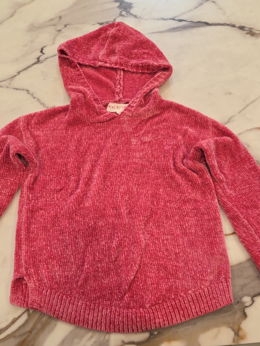 Pink Republic Raspberry Pink Chenille Hooded Pullover